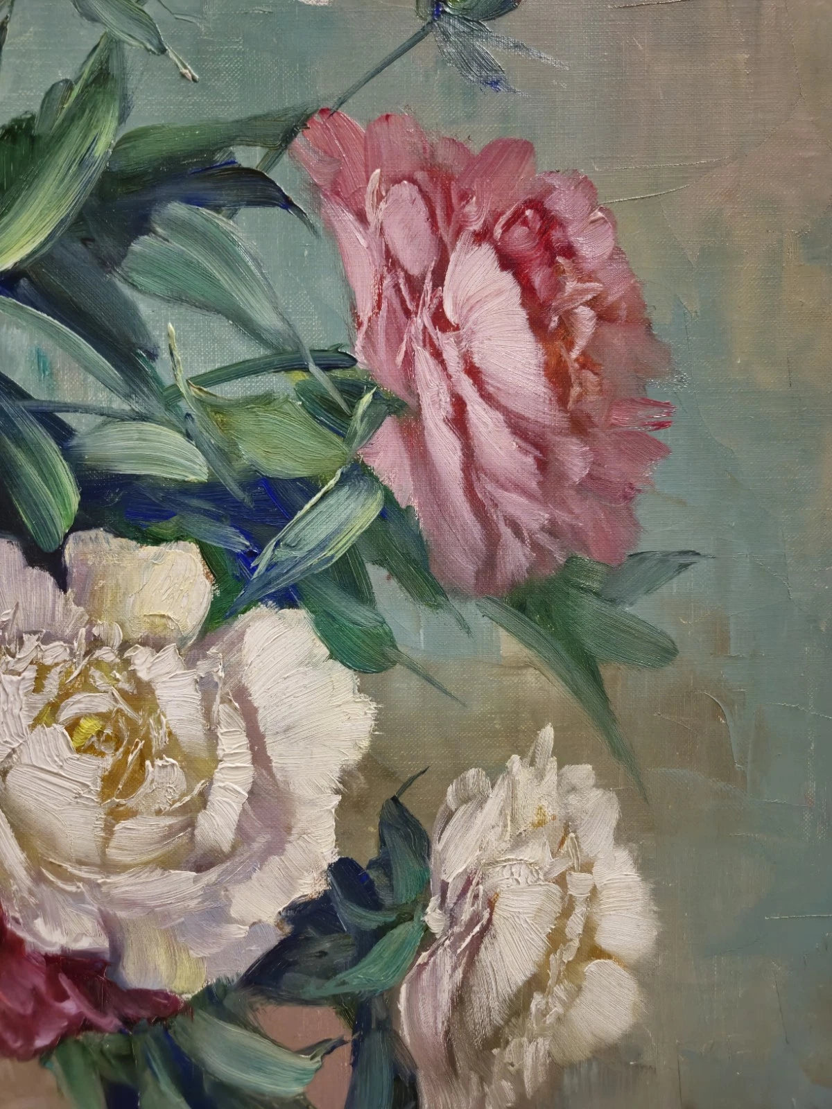 Tableau huile Helmuth Volkwein (1920-2004) Nature morte aux fleurs