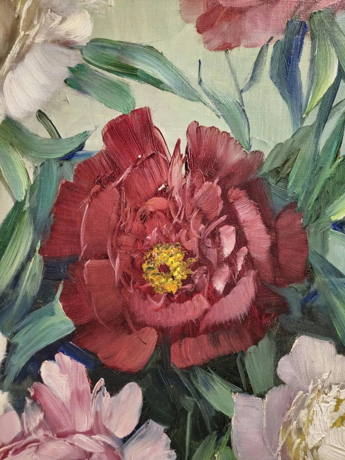 Tableau huile Helmuth Volkwein (1920-2004) Nature morte aux fleurs
