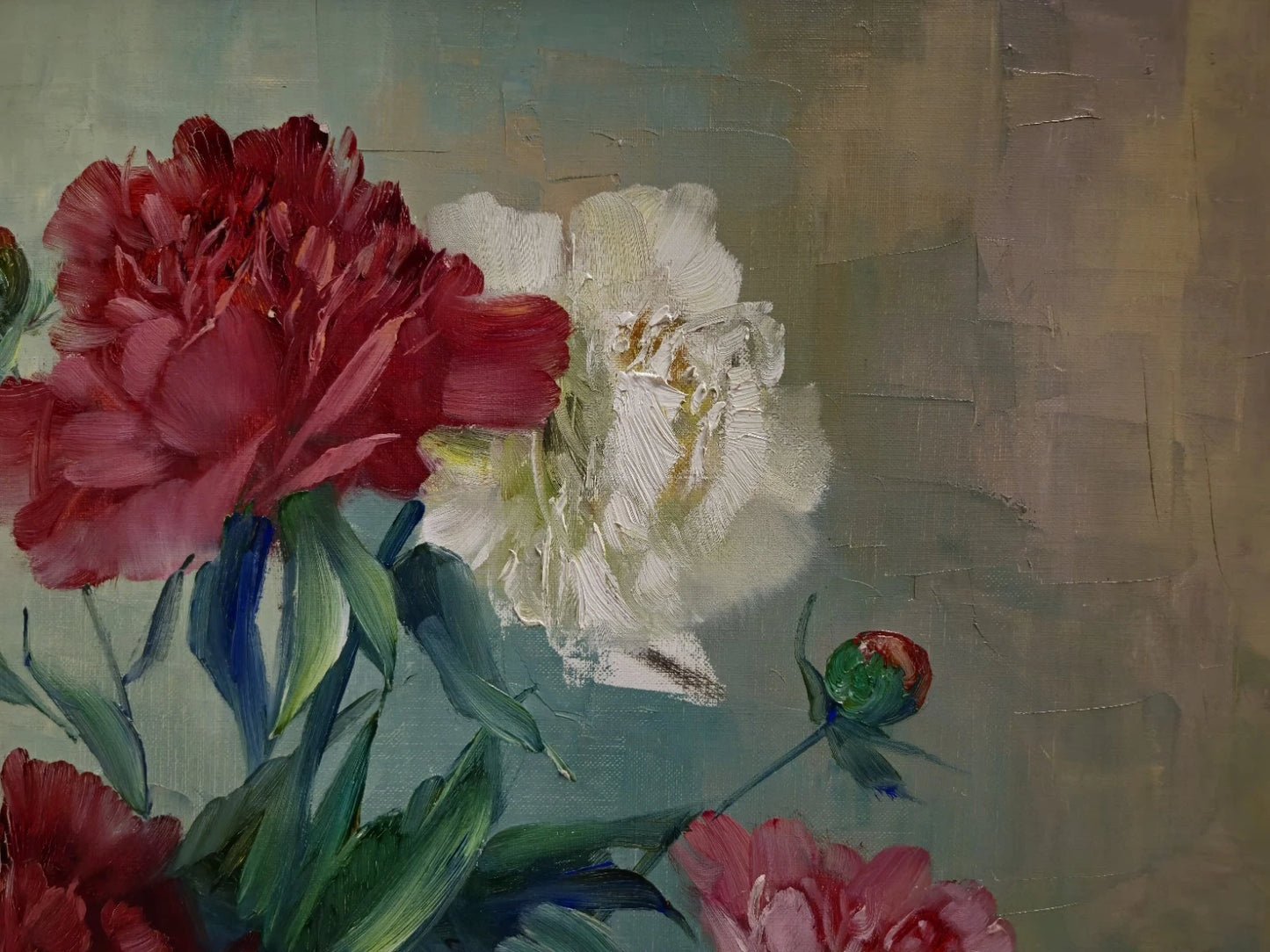 Tableau huile Helmuth Volkwein (1920-2004) Nature morte aux fleurs