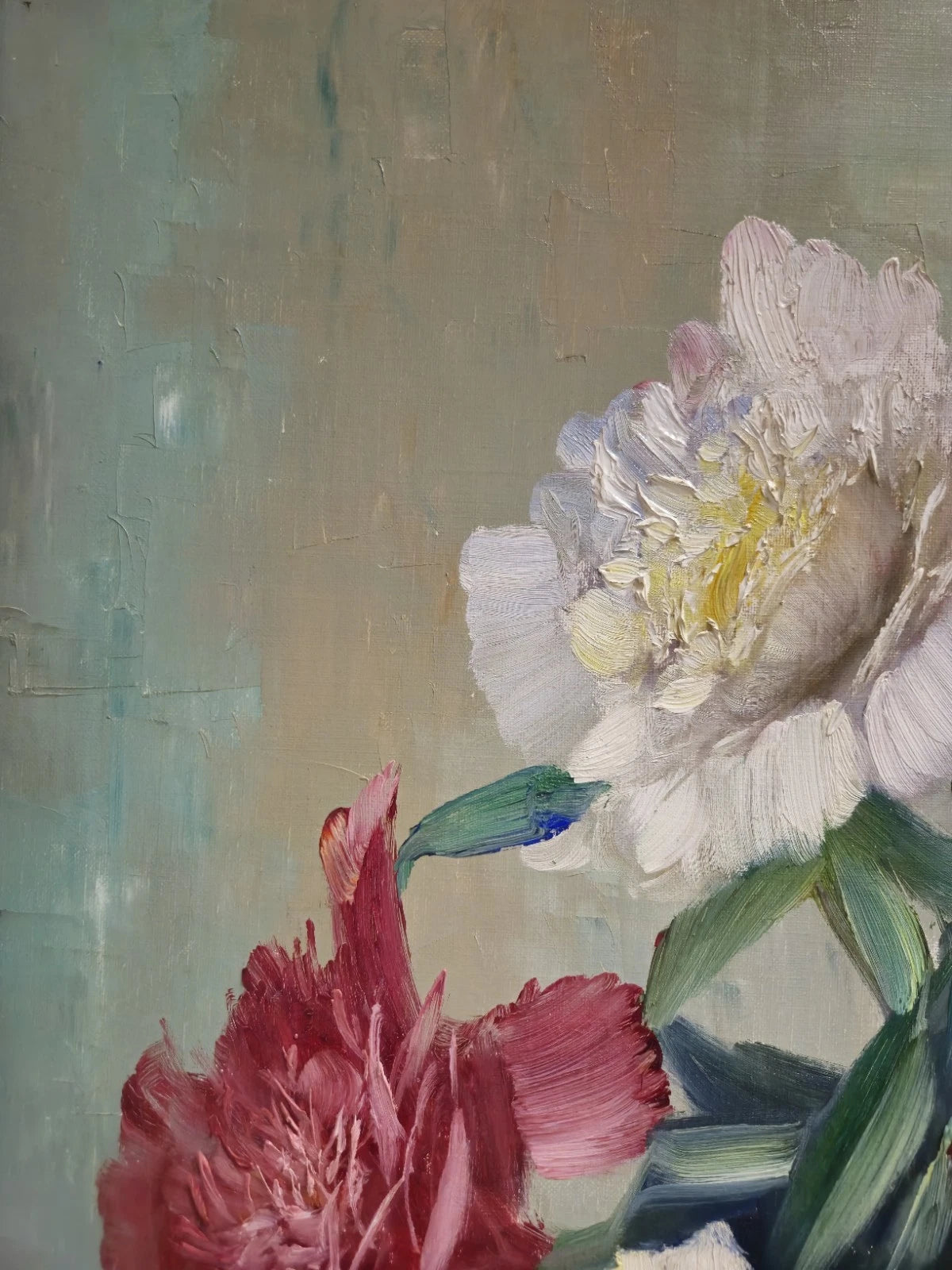Tableau huile Helmuth Volkwein (1920-2004) Nature morte aux fleurs
