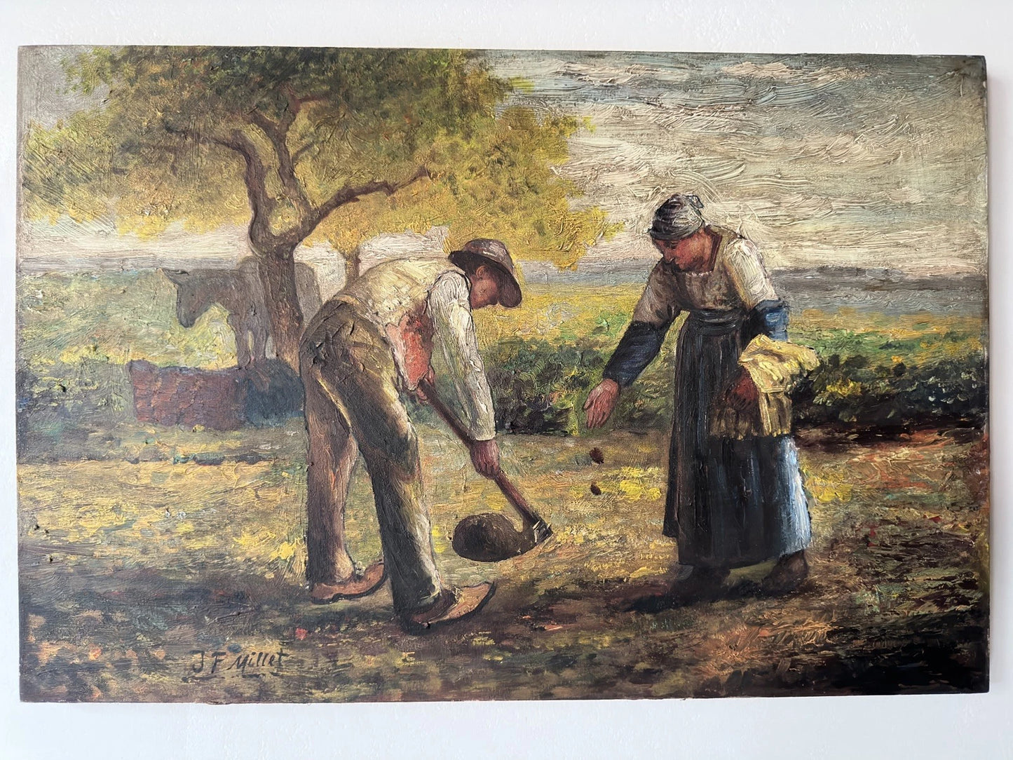 art-scène-vie-paysan-campagne-semaille-peinture-huile-toile d'après Millet