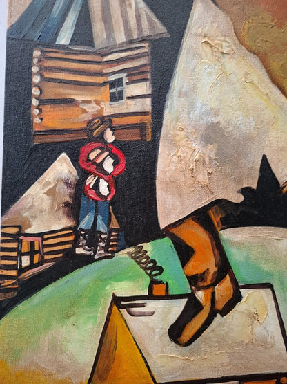 violon sur le toit tableau peinture huile sur toile d'après Chagall