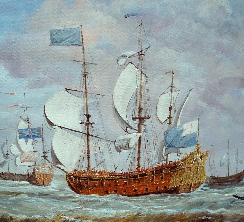 art-Tableau marine huile sur toile bateau St André en mer voilier