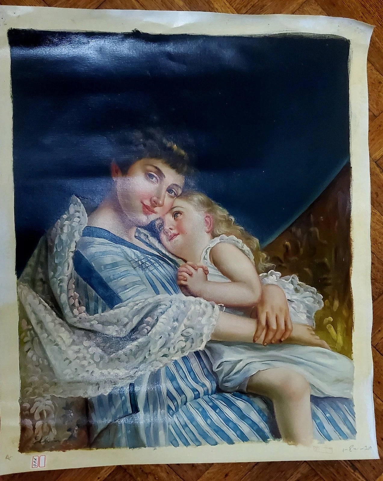 art-decoration-tableau-peinture-huile-toile-portrait mère et fille