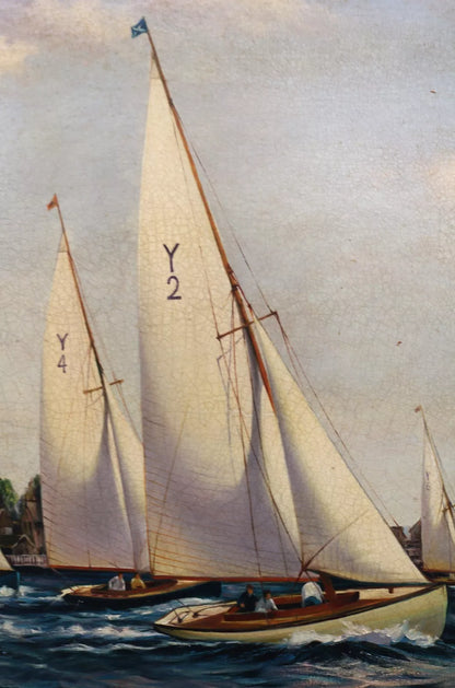 art-decoration-tableau-peinture-huile-toile-regate-voiliers-bateaux