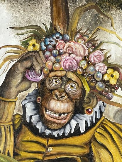 art surréaliste à la manière de Donald Roller Wilson (fait à la main) Huile sur bois