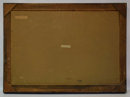 1900-1930 Tableau ancien Port de Hambourg, signé Johannes Kuhn, huile 117,5x86cm