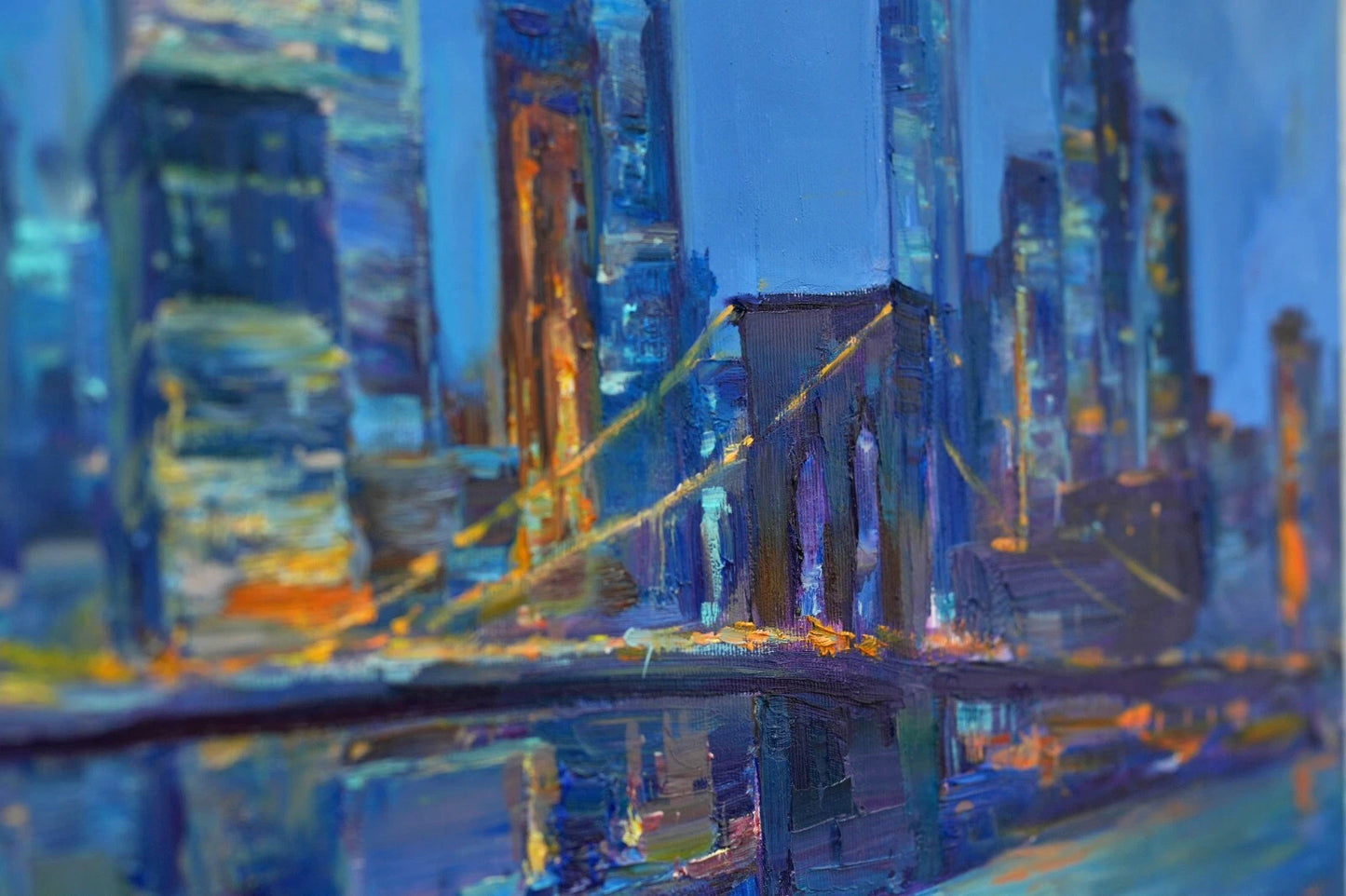 art-decoration-tableau-peinture-huile-toile-moderne-skyline-new york-pont-Brooklyn