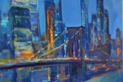 art-decoration-tableau-peinture-huile-toile-moderne-skyline-new york-pont-Brooklyn