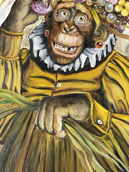 art surréaliste à la manière de Donald Roller Wilson (fait à la main) Huile sur bois