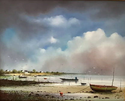 art-decoration-tableau-peinture-huile-toile-paysage-marin-plage-golfe-Morbihan