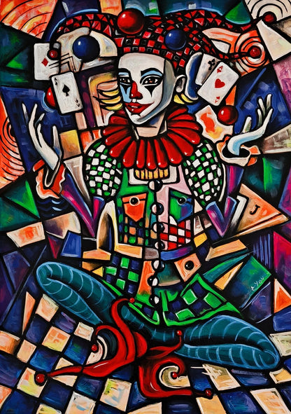 joker peinture art abstrait moderne huile originale Edward Yov