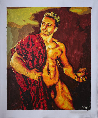 art-decoration-tableau-peinture-huile-toile-portrait-homme-nu-male-intégrale-THE ROYAL SACRIFICE