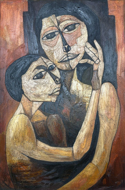 art-decoration-tableau-peinture-huile-toile-moderne-personnages-mere-enfant- d'apres OSWALDO GUAYASAMÍN (Copie)