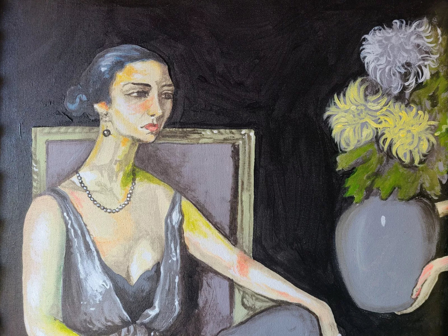 art-decoration-tableau-peinture-huile-toile-moderne-portrait-feminin-femme-personnage-d'aprés KEES VAN DONGEN