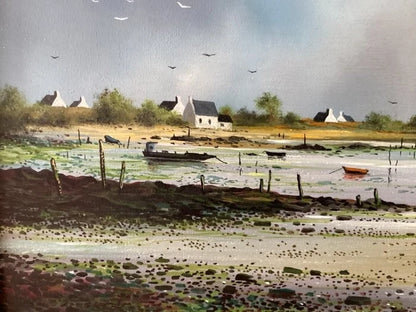 art-decoration-tableau-peinture-huile-toile-paysage-marin-plage-golfe-Morbihan