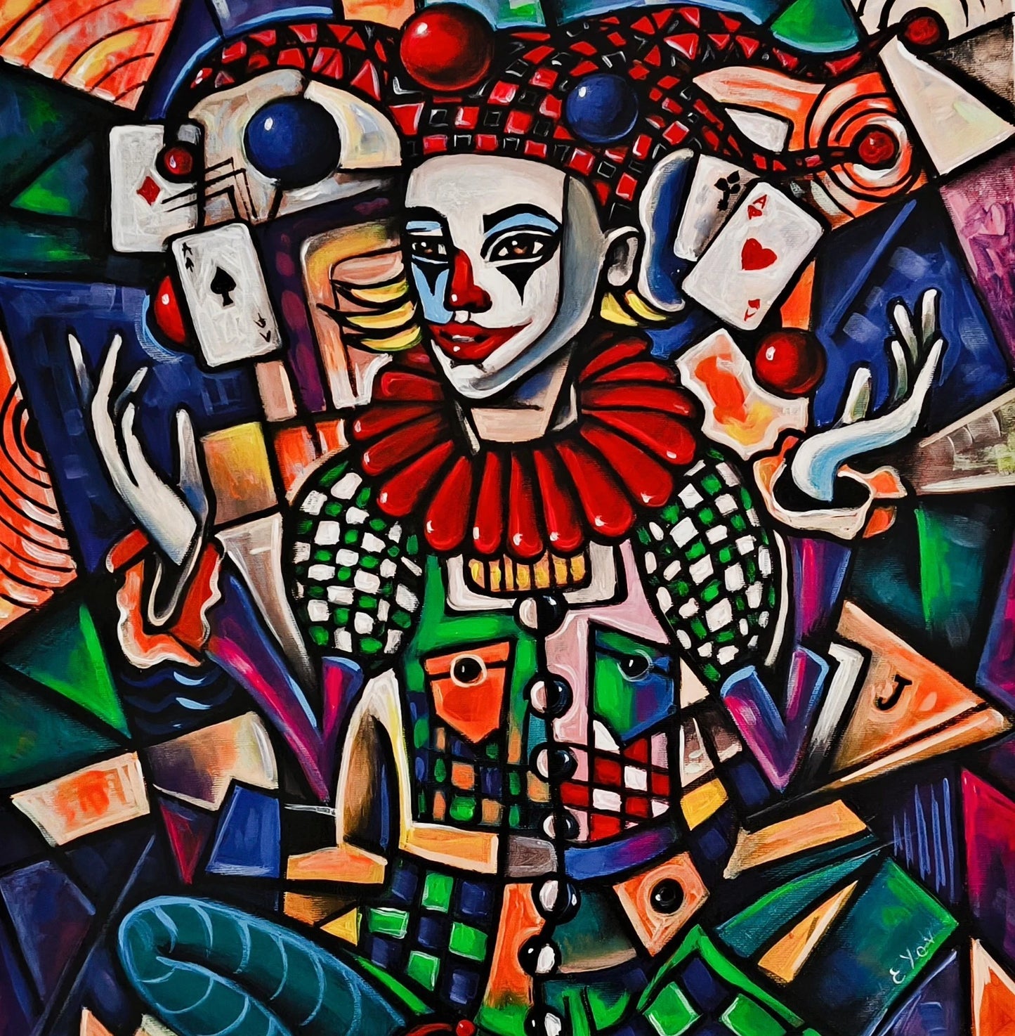 joker peinture art abstrait moderne huile originale Edward Yov