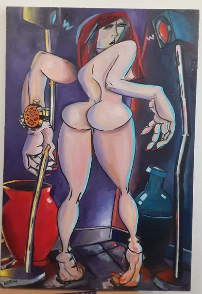 art-moderne-decoration-peinture-huile-toile-erotique-feminin-femme-nue