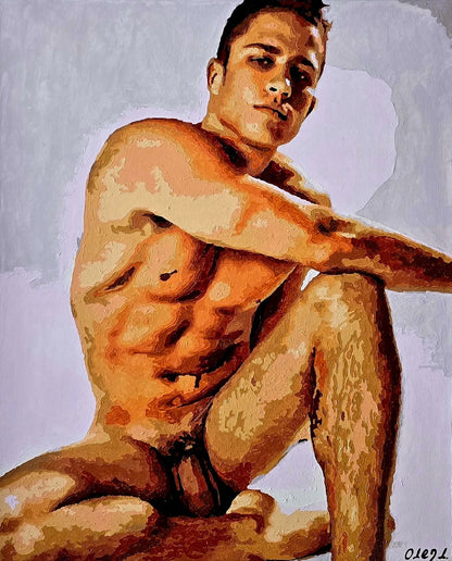 art-decoration-tableau-peinture-huile-toile-portrait-homme-nu-male-tbm-intégrale-FORME BRUTE