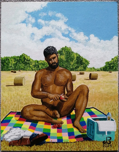 art-decoration-tableau-peinture-huile-panneau toile-erotique-homme-nu-gay-pic nic