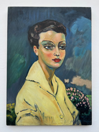 art-decoration-tableau-peinture-huile-toile-moderne-portrait-feminin-femme-personnage-elegante-d'aprés KEES VAN DONGEN