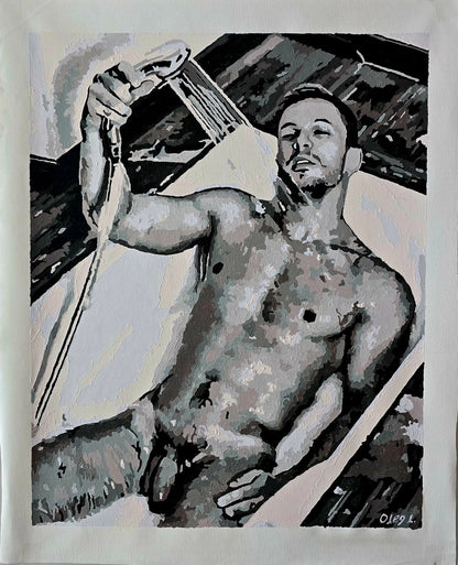 art-decoration-tableau-peinture-huile-toile-portrait-homme-nu-male-tbm-intégrale-URBAN RHAPSODY