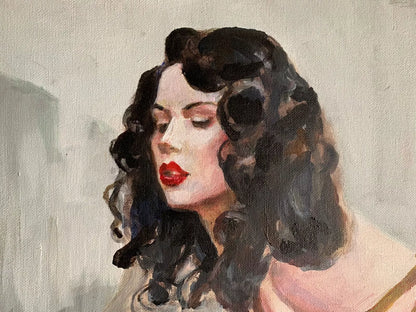 art-decoration-tableau-peinture-huile-toile-érotique-scene-femme-denudée-attachée