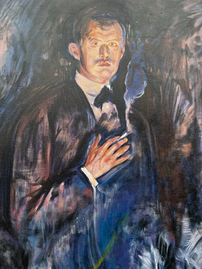 art-moderne-autoportrait-inspirée de munch-peinture-huile-toile