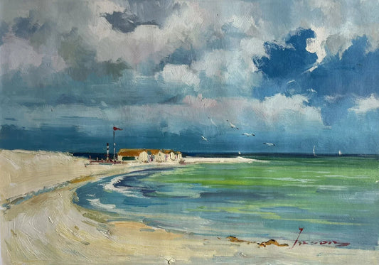 art-decoration-tableau-peinture-huile-toile-paysage-ocean-mer-bateaux