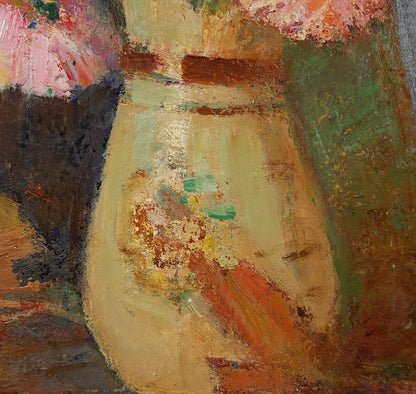 art-nature-morte-floral-fleur-chrysanthèmes -peinture huile panneau