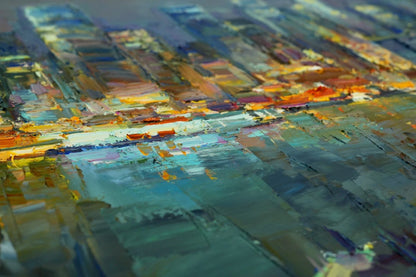 art-decoration-tableau-peinture-huile-toile-moderne-skyline-new york-pont-Brooklyn-by night