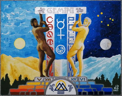 art-decoration-tableau-peinture-huile-toile-portrait male-homme-nu-gemaux