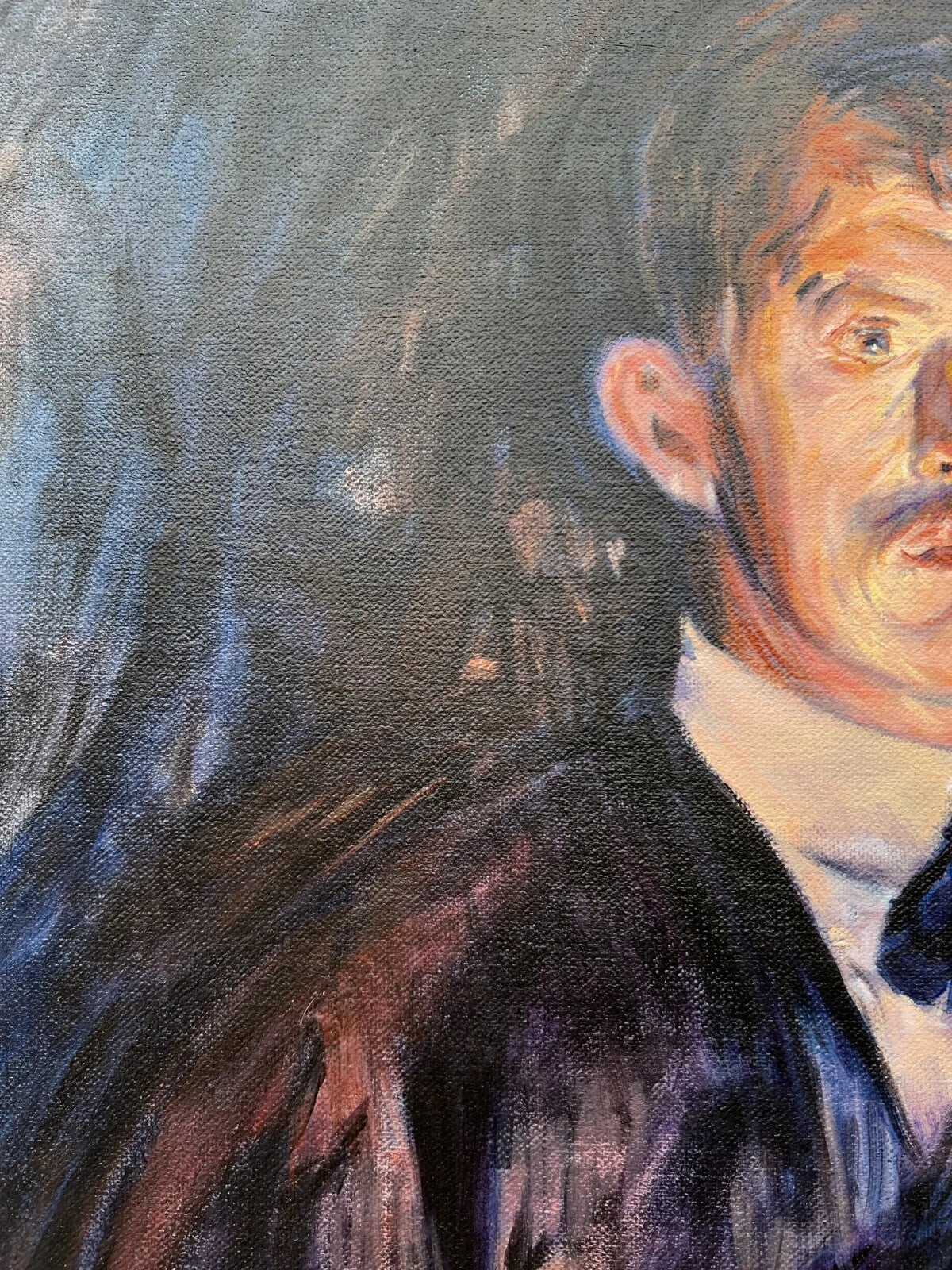 art-moderne-autoportrait-inspirée de munch-peinture-huile-toile