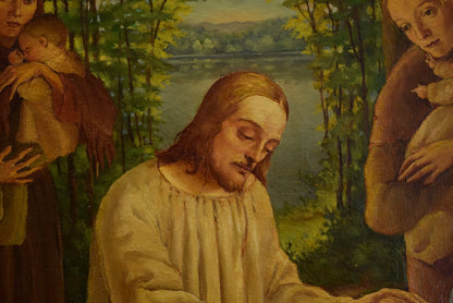 art-decoration-tableau-peinture-huile-toile-Fritz Bantli (1892-1952) ARTPRICE Tableau ancien "Jésus et les enfants", huile