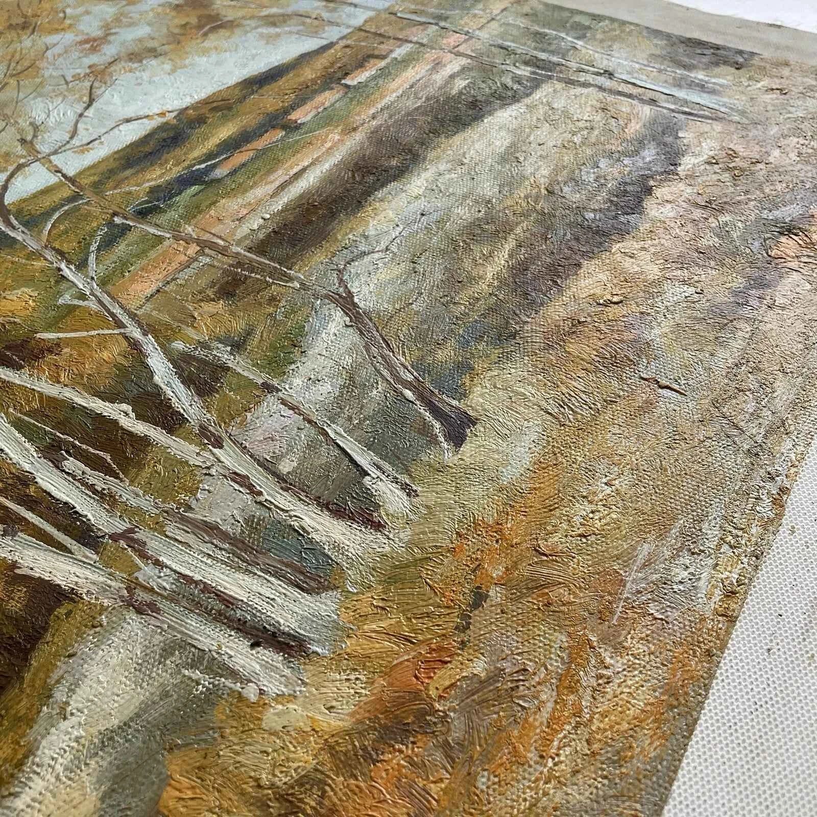 paysage campagne arbres en automne peinture originale  huile sur toile