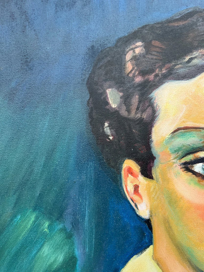 art-decoration-tableau-peinture-huile-toile-moderne-portrait-feminin-femme-personnage-elegante-d'aprés KEES VAN DONGEN