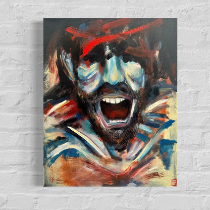 art-moderne-nu-masculin-homme-torse-nu-le cri-peinture-originale-huile-toile