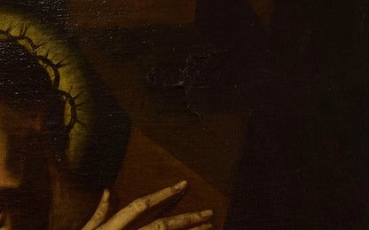Tableau du 17/18ème Jh. "Christ à la croix à l'ombre de la souffrance", huile