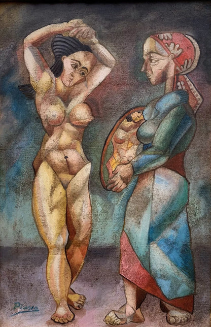 art-decoration-tableau-peinture-huile-toile-moderne-portrait-scene-erotique-reine-servante