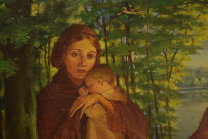 art-decoration-tableau-peinture-huile-toile-Fritz Bantli (1892-1952) ARTPRICE Tableau ancien "Jésus et les enfants", huile