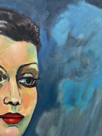 art-decoration-tableau-peinture-huile-toile-moderne-portrait-feminin-femme-personnage-elegante-d'aprés KEES VAN DONGEN