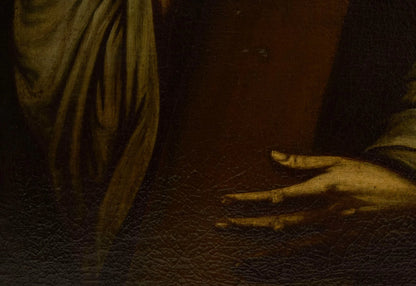 Tableau du 17/18ème Jh. "Christ à la croix à l'ombre de la souffrance", huile