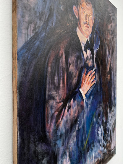 art-moderne-autoportrait-inspirée de munch-peinture-huile-toile