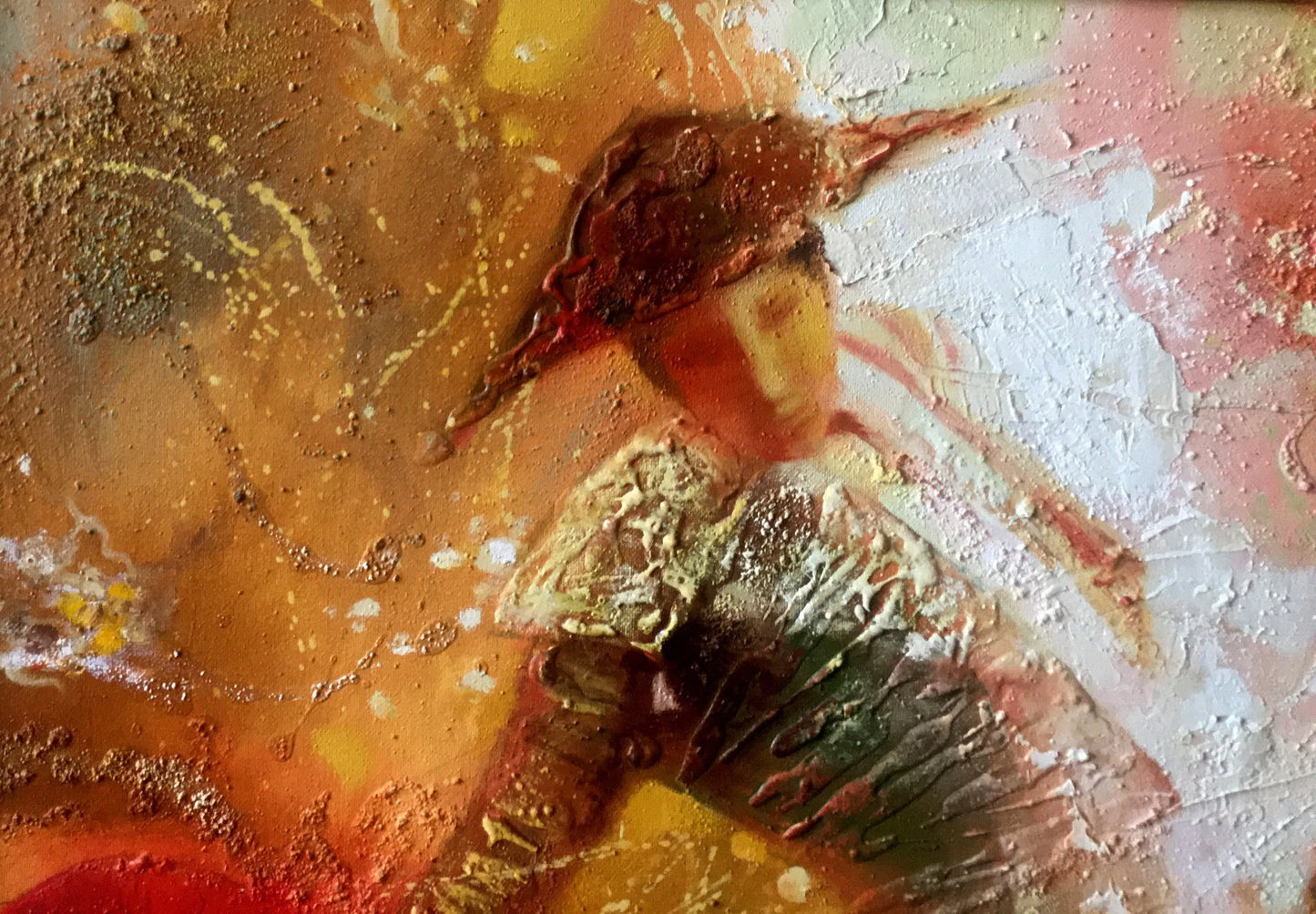 art-moderne-scene-corrida-matador-taureau-peinture-huile-toile