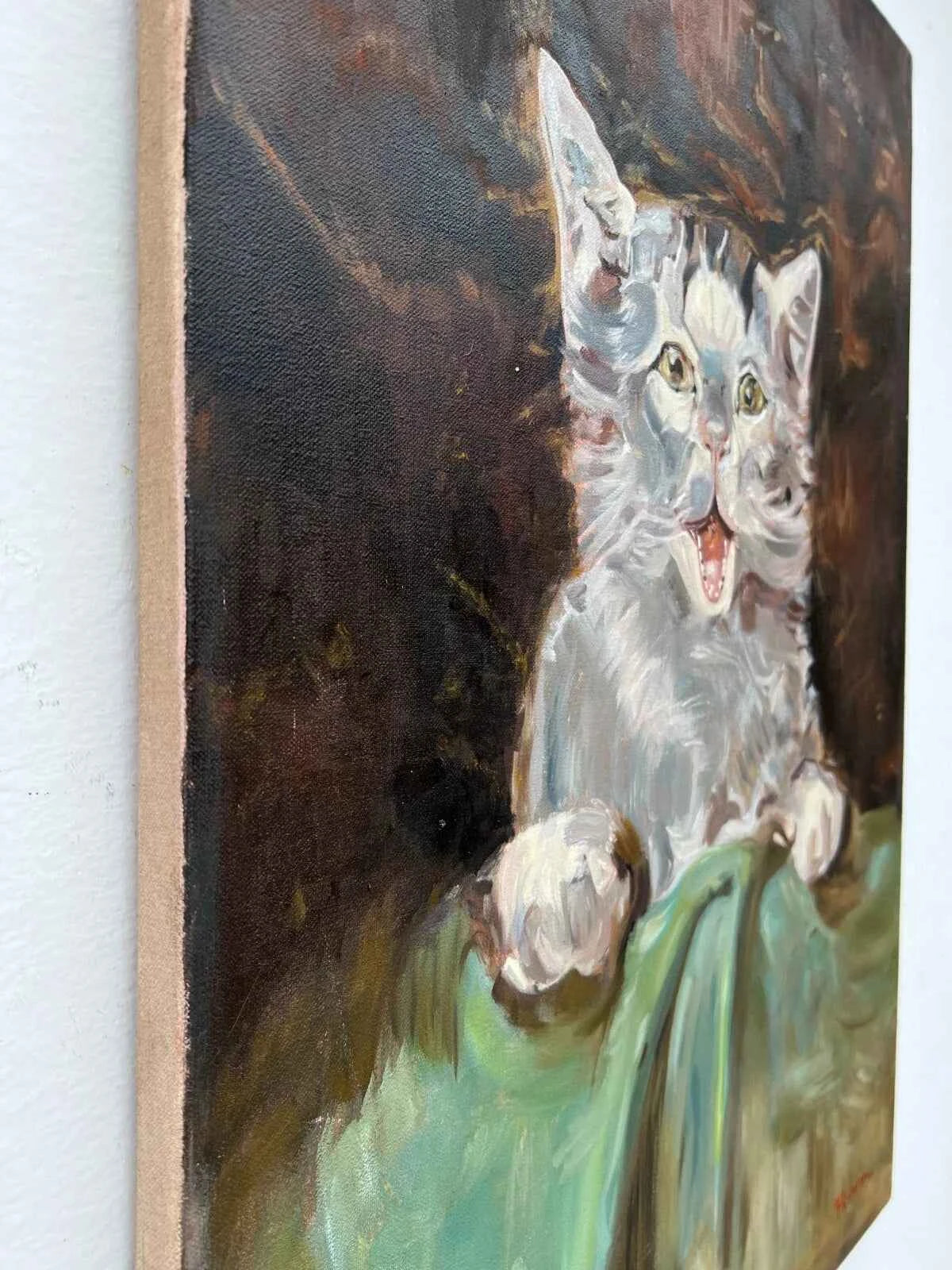 art animal peinture huile sur toile chaton d'après Lautrec