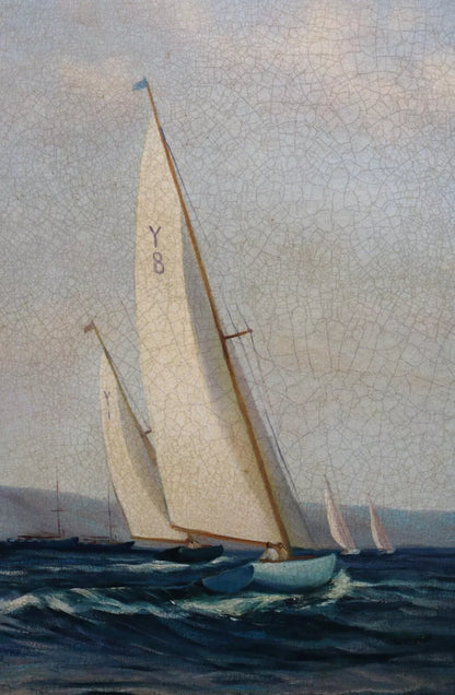 art-decoration-tableau-peinture-huile-toile-regate-voiliers-bateaux