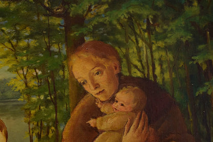 art-decoration-tableau-peinture-huile-toile-Fritz Bantli (1892-1952) ARTPRICE Tableau ancien "Jésus et les enfants", huile