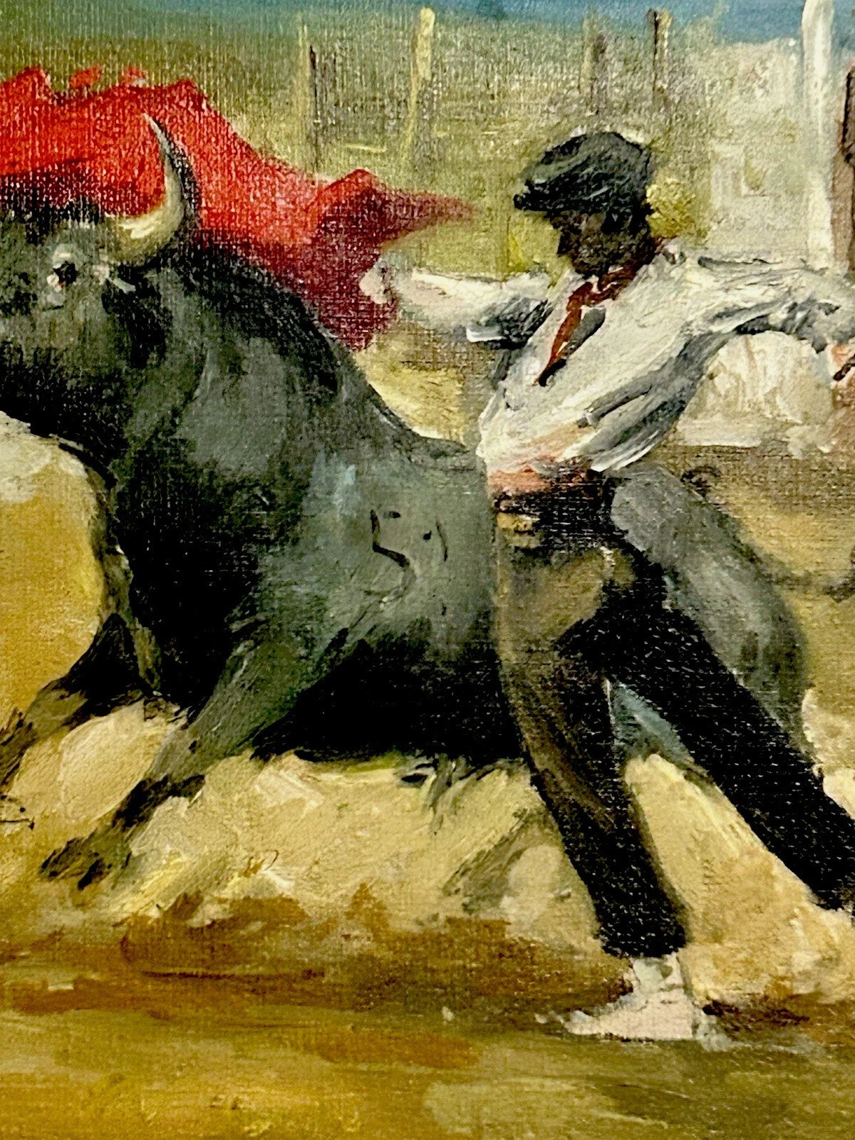 Huile espagnole corrida originale sur toile par Angel Gonzalez Marcos