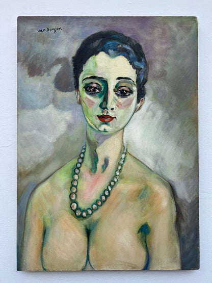 art-decoration-tableau-peinture-huile-toile-moderne-portrait-feminin-femme-personnage-nue-d'aprés KEES VAN DONGEN