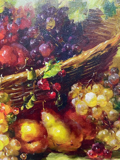 NY Art- Original Oil Painting of Still Life Fruits on Canvas Framed